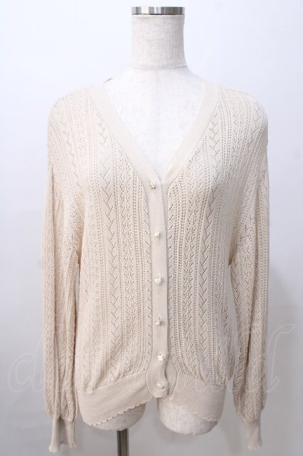 画像1: axes femme / 透かし編みカーディガン M ベージュ Y-25-08-23-072-AX-TO-SZ-ZT013 (1)