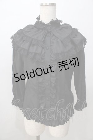 画像: metamorphose / 飾り襟付七分袖ブラウス  黒 Y-25-08-23-076-ME-BL-SZ-ZY