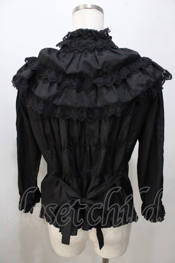 画像2: metamorphose / 飾り襟付七分袖ブラウス  黒 Y-25-08-23-076-ME-BL-SZ-ZY (2)