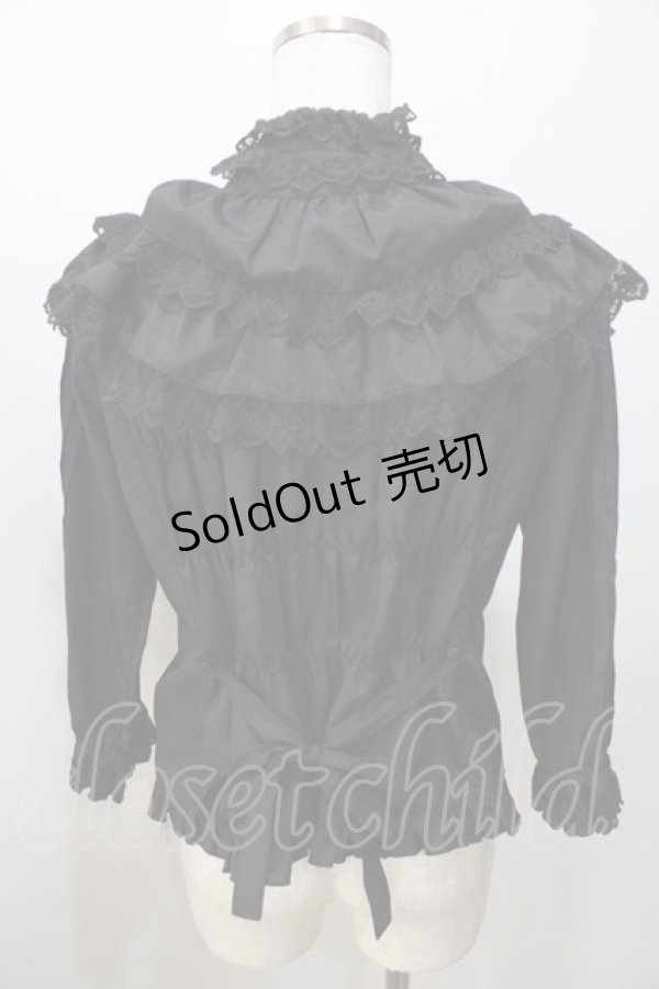 画像2: metamorphose / 飾り襟付七分袖ブラウス  黒 Y-25-08-23-076-ME-BL-SZ-ZY (2)