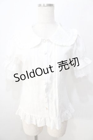 画像: Lolitimes / 刺繍フリルブラウス  白 Y-25-08-23-086-LO-BL-SZ-ZY