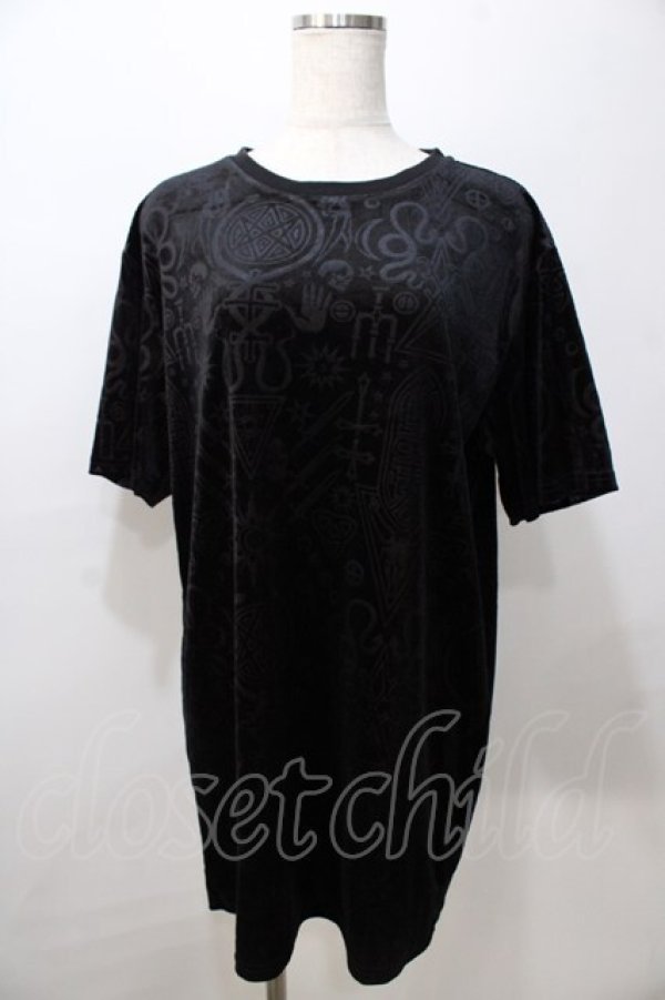画像1: KILL STAR / プリントベロアTシャツ  黒 Y-25-08-23-090-PU-TO-SZ-ZT083 (1)