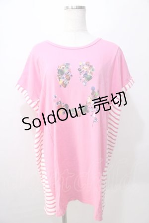 画像: Candy Stripper / 切替ロングT  ピンク Y-25-08-23-093-PU-TO-SZ-ZY