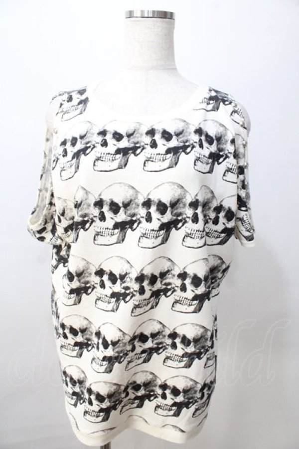 画像1: GLAD NEWS / /スタッズドクロプリントTシャツ  白 Y-25-08-23-094-GL-TO-SZ-ZT233 (1)