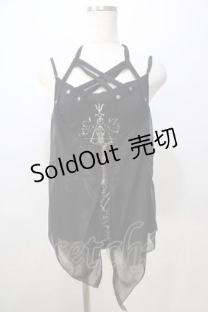 画像: Ozz Croce / ゴートptメッシュ重ねキャミ  黒 Y-25-08-23-096-OO-TO-SZ-ZY