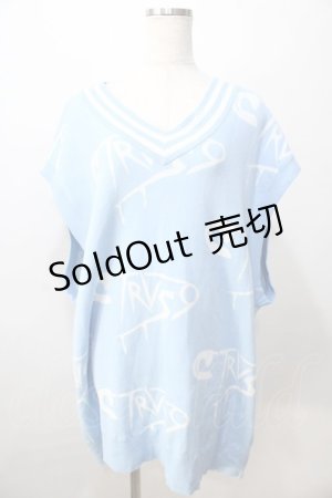 画像: TRAVAS TOKYO / 総柄ニットベスト  サックス Y-25-08-23-101-PU-TO-SZ-ZY