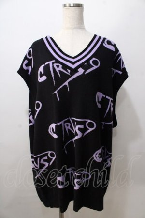 画像: TRAVAS TOKYO / 総柄ニットベスト  黒 Y-25-08-23-102-PU-TO-SZ-ZY