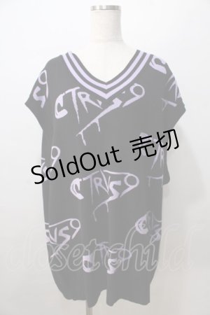 画像: TRAVAS TOKYO / 総柄ニットベスト  黒 Y-25-08-23-102-PU-TO-SZ-ZY