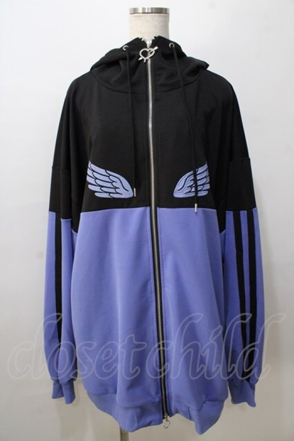 画像1: LISTEN FLAVOR / ヘヴンリージャージパーカー  黒×ブルー Y-25-08-23-107-PU-TO-SZ-ZY (1)