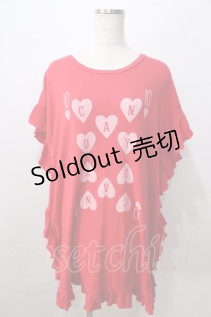 画像: Candy Stripper / プリントフリルカットソー  赤 Y-25-08-23-111-PU-TO-SZ-ZT204