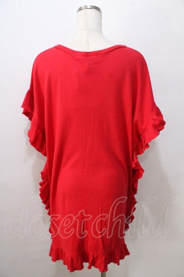 画像2: Candy Stripper / プリントフリルカットソー  赤 Y-25-08-23-111-PU-TO-SZ-ZT204 (2)