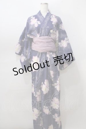 画像: axes femme / オリジナルフラワー柄浴衣 F 紺 Y-25-08-23-112-AX-OP-SZ-ZY