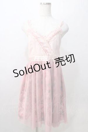 画像: axes femme / 花柄シフォン切替ワンピース  ピンク Y-25-08-23-121-AX-OP-SZ-ZT106