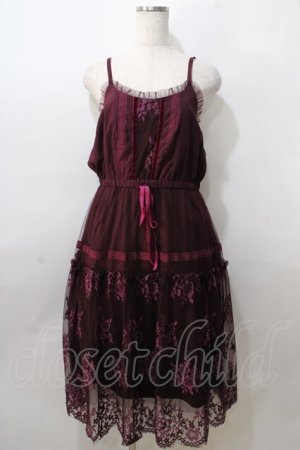 画像: axes femme / レースチュールワンピース  ワイン Y-25-08-23-122-AX-OP-SZ-ZY