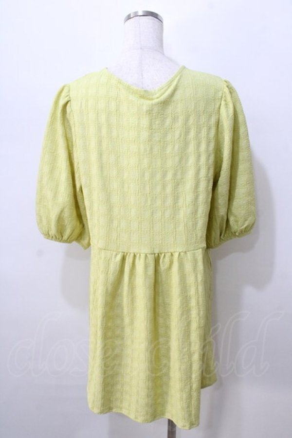 画像2: axes femme / ふくれジャカードロングプルオーバー F イエローグリーン Y-25-08-23-124-AX-TO-SZ-ZT224 (2)