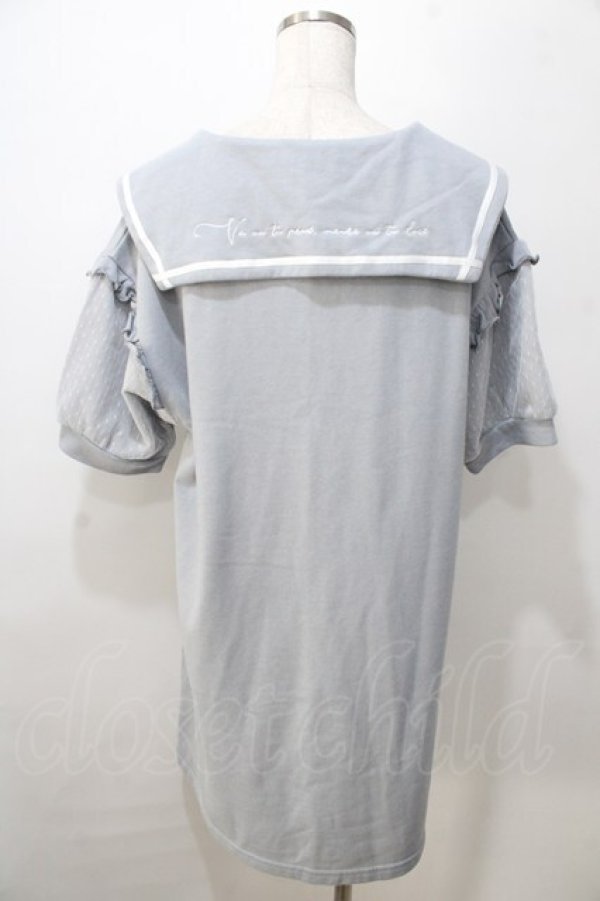 画像2: axes femme POETIQUE / 刺繍セーラーカットワンピース M サックス Y-25-08-23-126-AX-OP-SZ-ZY (2)