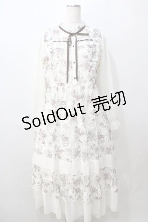 画像: axes femme / フラワープリントレーシーワンピース  生成り Y-25-08-23-129-AX-OP-SZ-ZY
