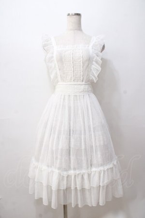 画像: axes femme kawaii / ドットチュールエプロン M 白 Y-25-08-23-141-AX-OP-SZ-ZY