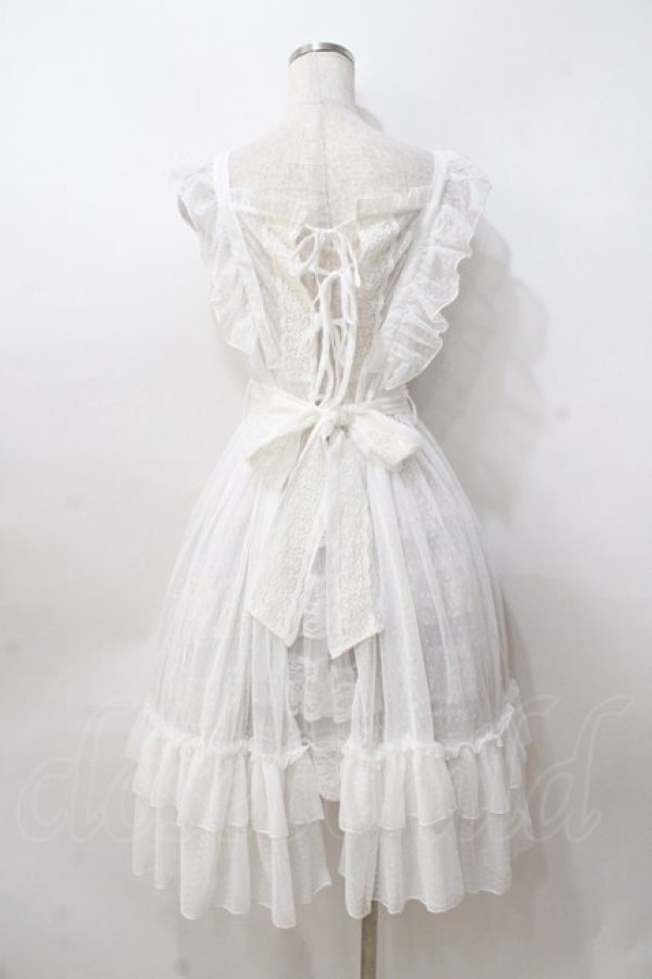 画像3: axes femme kawaii / ドットチュールエプロン M 白 Y-25-08-23-141-AX-OP-SZ-ZY (3)