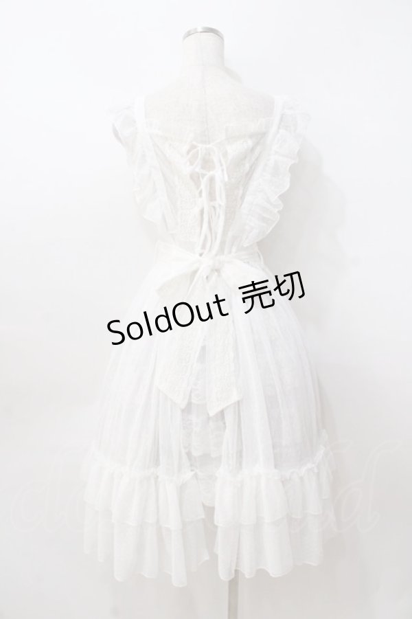 axes femme kawaii / ドットチュールエプロン M 白 Y-25-08-23-141-AX