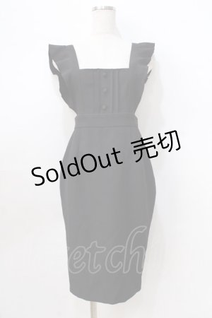 画像: EATME / エプロン風ワンピース  黒 Y-25-08-23-155-LO-OP-SZ-ZY
