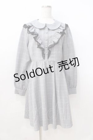 画像: Ank Rouge / チェックフリルワンピース  グレー Y-25-08-23-161-CA-OP-SZ-ZY