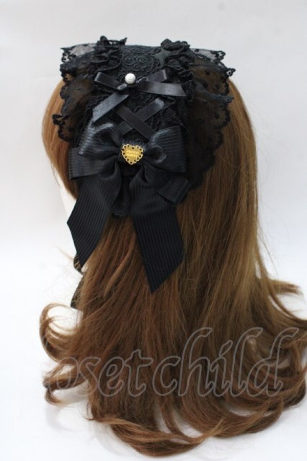 画像2: Angelic Pretty / レースハートチャームバラレースヘッドドレス  黒×黒 Y-25-08-23-039-AP-AC-SZ-ZY (2)