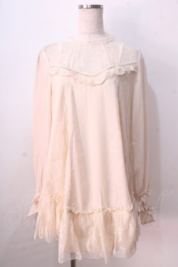 画像1: LIZ LISA / レース切替ワンピース 0 生成り Y-25-08-26-040-LO-OP-SZ-ZT026 (1)