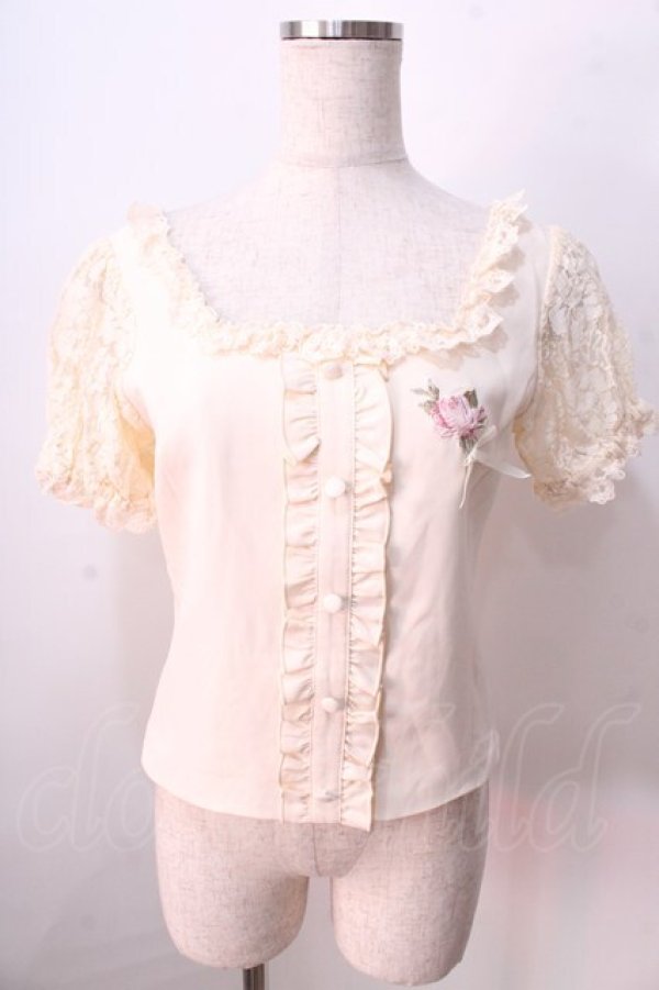 画像1: LIZ LISA / バラ刺繍スクエアブラウス 0 アイボリー Y-25-08-26-006-LO-BL-SZ-ZI (1)