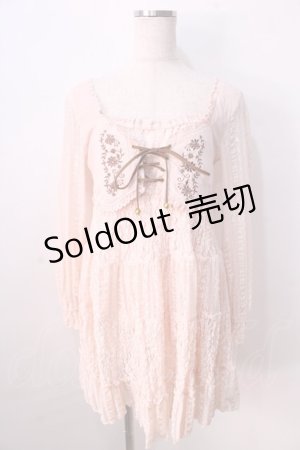 画像: LIZ LISA / ベスト風刺繍入り総レースワンピース 0 ピンク Y-25-08-26-051-LO-OP-SZ-ZH