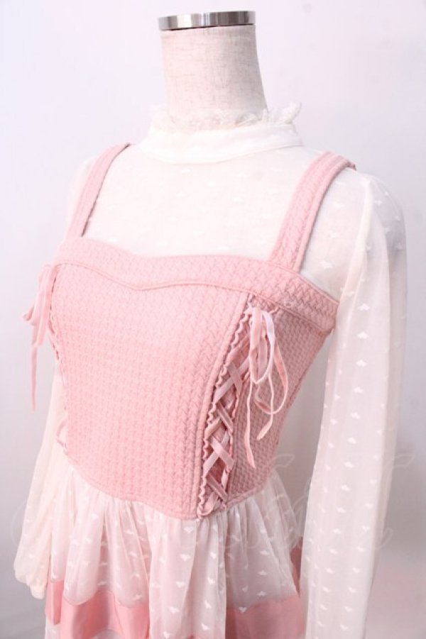 画像3: LIZ LISA / ハートドットWレースアップワンピース 0 ピンク Y-25-08-26-054-LO-OP-SZ-ZT024 (3)