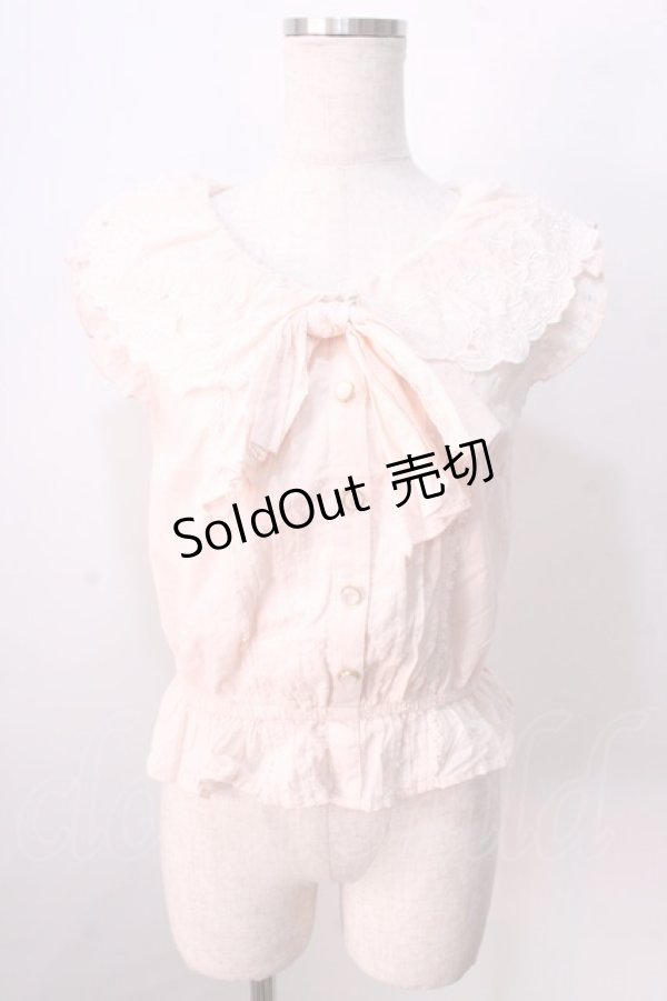 画像1: LIZ LISA / バラ刺繍ドビードットノースリーブブラウス 0 ピンク Y-25-08-26-008-LO-BL-SZ-ZY (1)