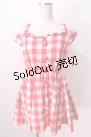 画像: LIZ LISA / 肩リボンギンガムワンピース 0 アカ Y-25-08-26-060-LO-OP-SZ-ZI