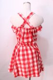 画像2: LIZ LISA / 肩リボンギンガムワンピース 0 アカ Y-25-08-26-060-LO-OP-SZ-ZI (2)