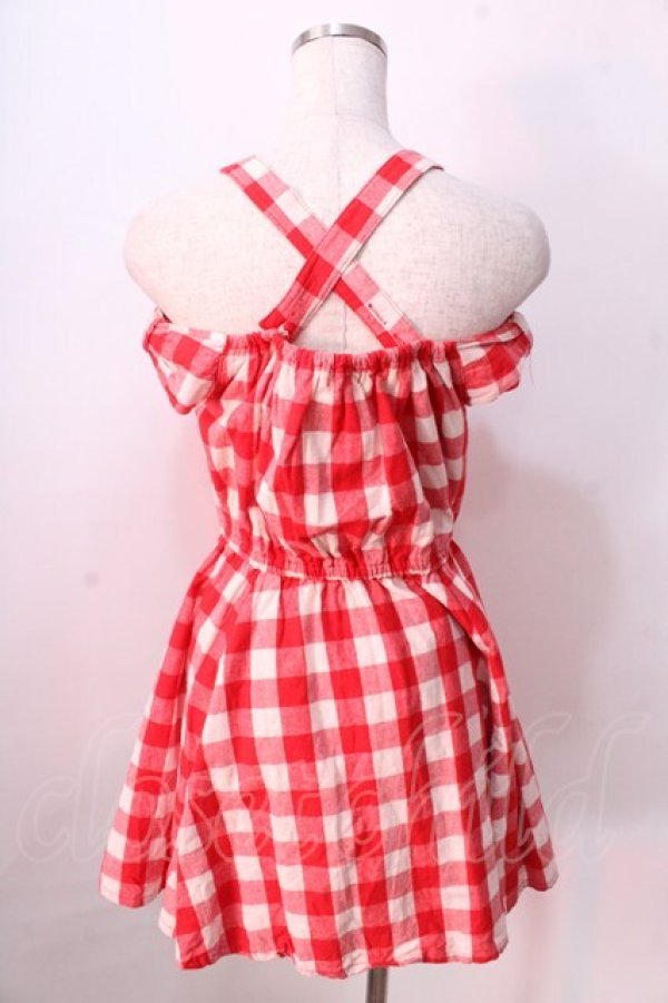 画像2: LIZ LISA / 肩リボンギンガムワンピース 0 アカ Y-25-08-26-060-LO-OP-SZ-ZI (2)