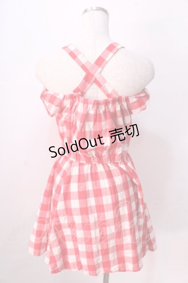 画像2: LIZ LISA / 肩リボンギンガムワンピース 0 アカ Y-25-08-26-060-LO-OP-SZ-ZI (2)