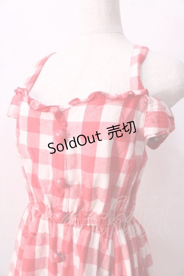 画像3: LIZ LISA / 肩リボンギンガムワンピース 0 アカ Y-25-08-26-060-LO-OP-SZ-ZI (3)