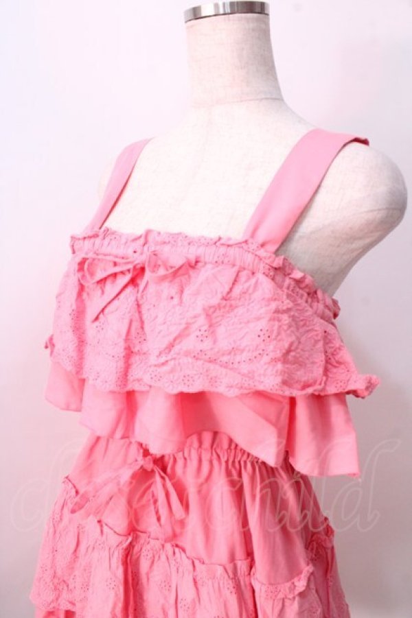 【新品未使用】MONNALISA♡ワンピース♡140cm〜150cm S-LLsize》フラワーチュールドッキングワンピース【洗濯機洗い可