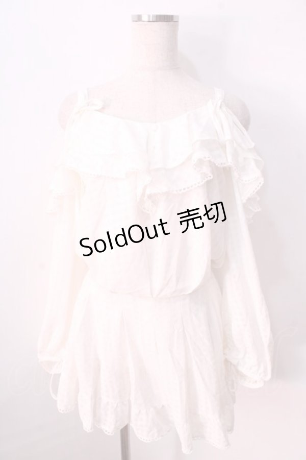 画像1: LIZ LISA / ギンガムシフォンロンパ 0 白 Y-25-08-26-067-LO-OP-SZ-ZT041 (1)