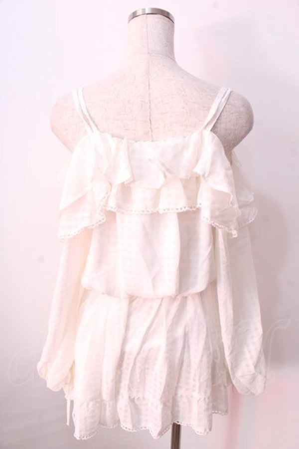 画像2: LIZ LISA / ギンガムシフォンロンパ 0 白 Y-25-08-26-067-LO-OP-SZ-ZT041 (2)