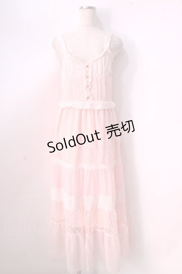 画像1: LIZ LISA / コットンレース切替マキシワンピース 0 ピンク Y-25-08-26-068-LO-OP-SZ-ZT020 (1)