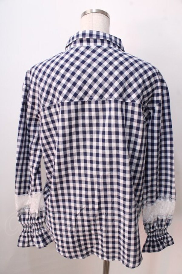 画像2: LIZ LISA / 4wayチェックシャツ 0 紺 Y-25-08-26-009-LO-BL-SZ-ZH (2)
