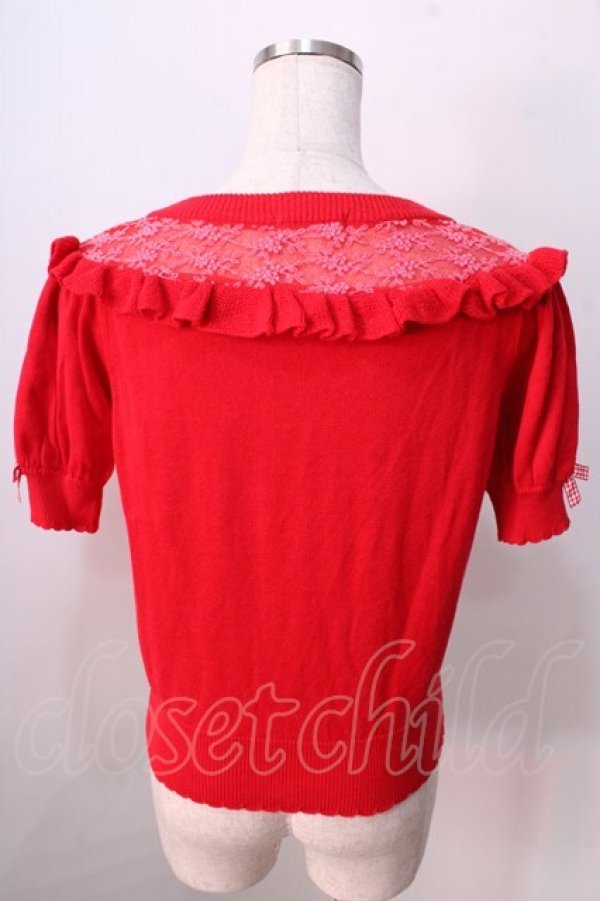 画像2: LIZ LISA / ギンガムリボンレースアップカーディガン 0 アカ Y-25-08-26-023-LO-TO-SZ-ZT027 (2)