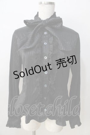 画像: Angelic Pretty / 立ち襟Royalストライプブラウス  黒 Y-25-08-30-084-AP-BL-SZ-ZY