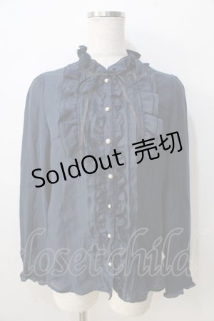 画像: Ank Rouge / サテンドットブラウス M 紺 Y-25-08-30-088-CA-BL-SZ-ZY