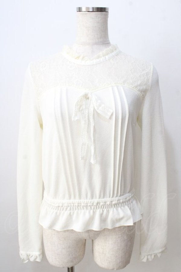 画像1: LIZ LISA / ハイネックブラウジングトップス 0 オフ白 Y-25-08-30-091-LO-TO-SZ-ZT019 (1)