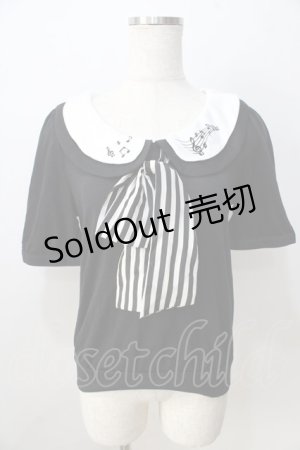 画像: Ank Rouge / 音符ダブルカラーTシャツ M 黒 Y-25-08-30-095-CA-TO-SZ-ZY