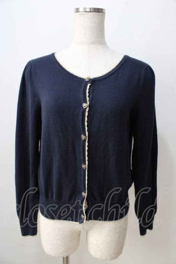 画像1: Secret Honey / ハートボタンカーディガン 2 紺 Y-25-08-30-105-CA-TO-SZ-ZY (1)