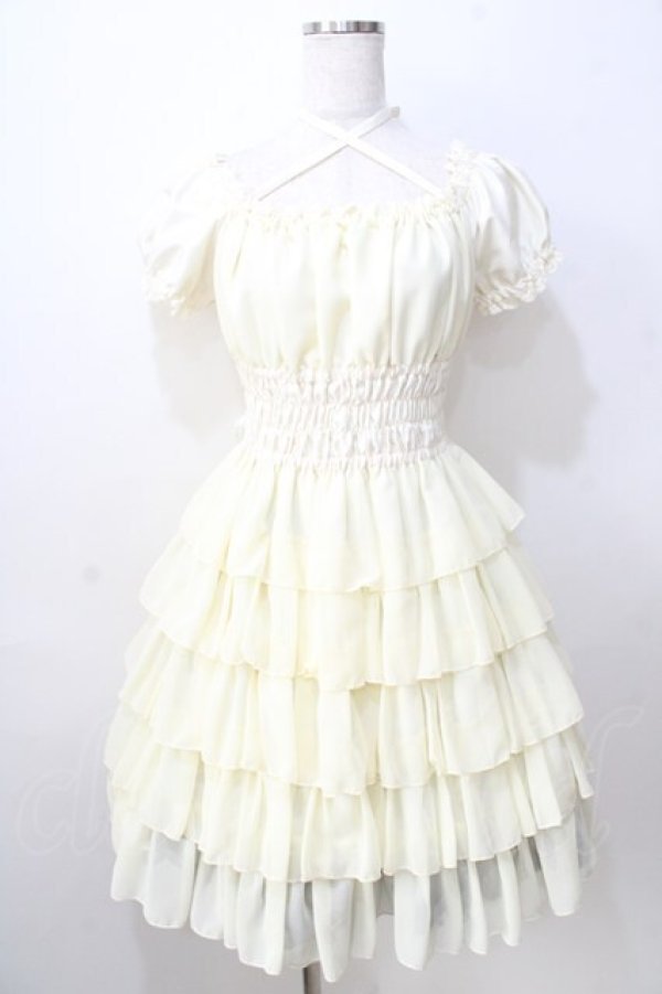 画像1: Pina sweetcollection / シフォンフリルワンピース  生成り Y-25-08-30-117-LO-OP-SZ-ZY (1)