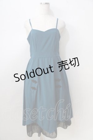 画像: axes femme / チャイナボタンバイカラーワンピース  グリーン Y-25-08-30-126-AX-OP-SZ-ZY